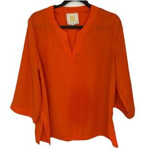 Emily McCarthy Women’s Boho Tunic Medium Vibrant Orange Casual Workwear